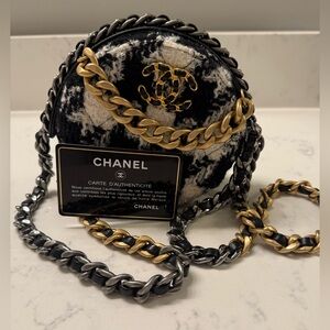 Chanel 19 Round Tweed Handbag